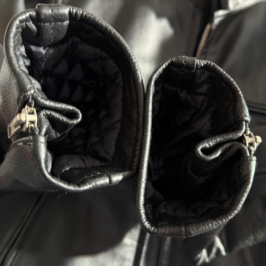 AXEL シングルライダースジャケット　キルティング　牛革　黒　大きいサイズ