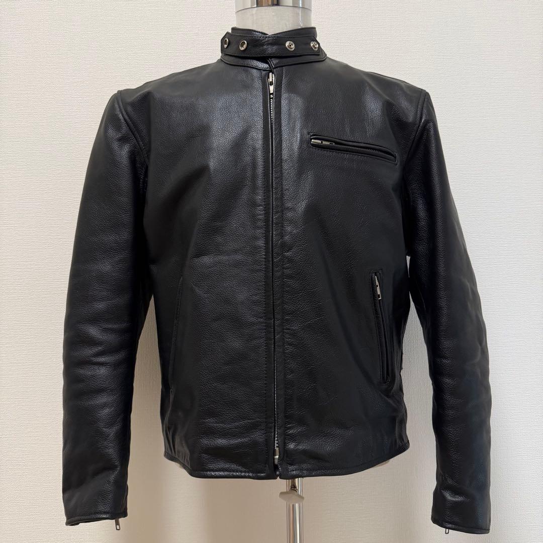 AXEL シングルライダースジャケット　キルティング　牛革　黒　大きいサイズ