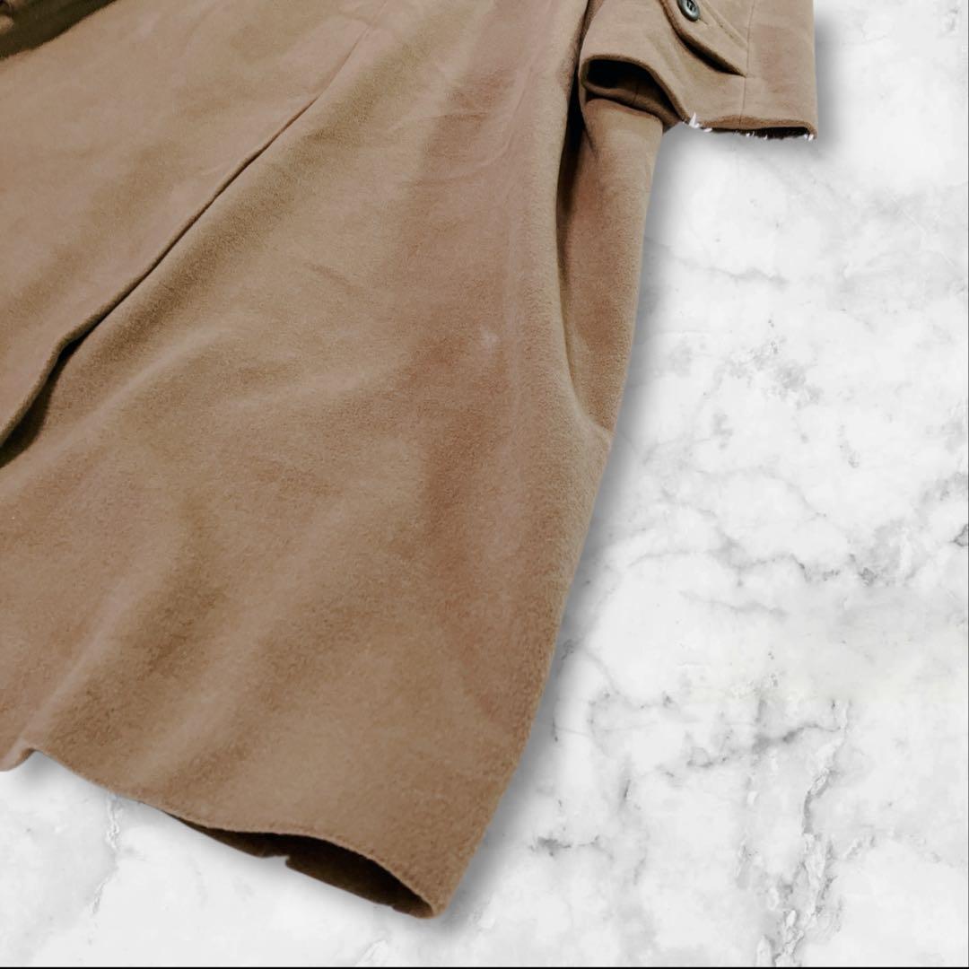 【美品】Burberrys カシミヤ100%　ロングコート 裏地ロゴ柄　キャメル