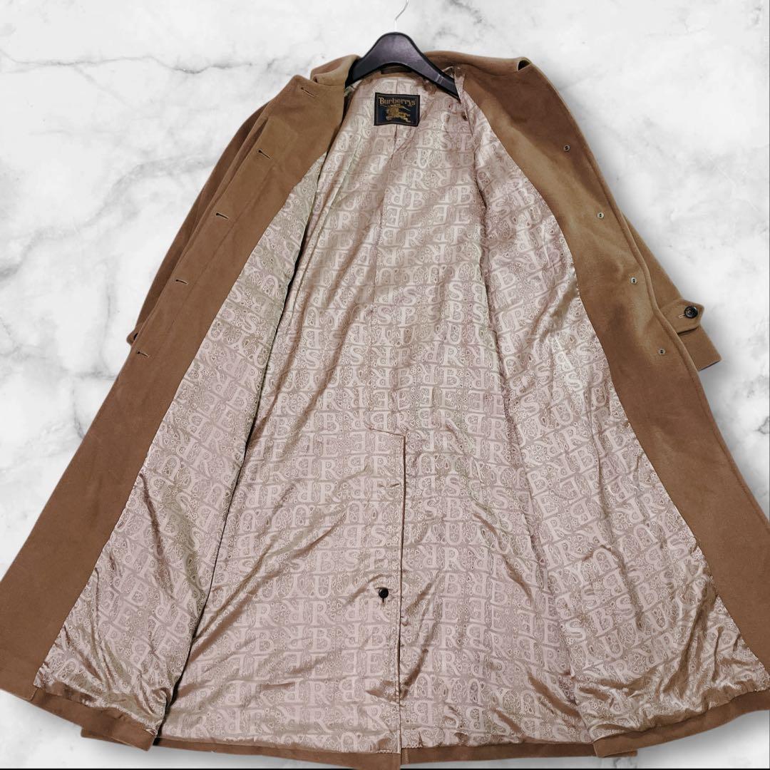 【美品】Burberrys カシミヤ100%　ロングコート 裏地ロゴ柄　キャメル