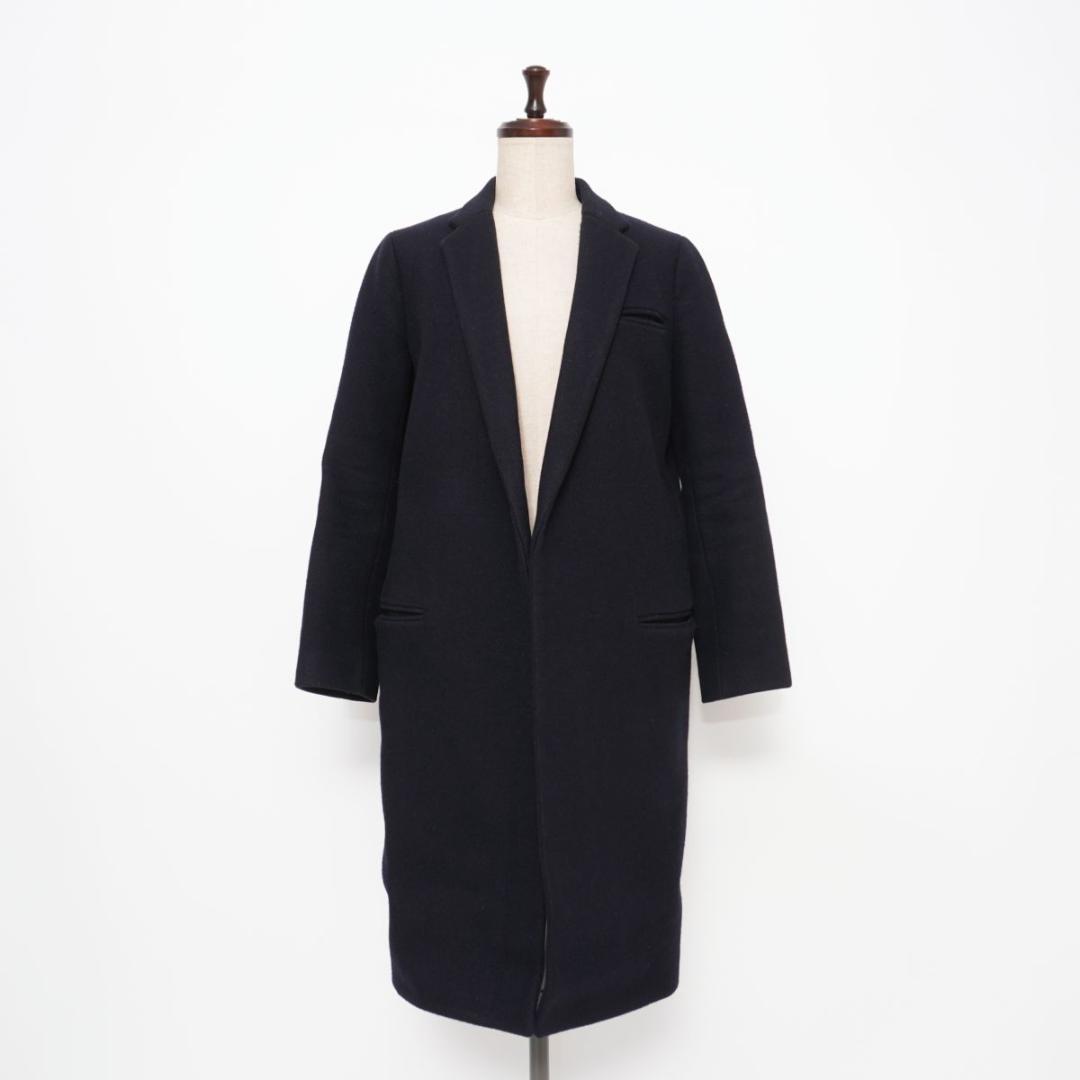 SEA ウールガウンコート ロング丈 ブラック サイズF*KD215