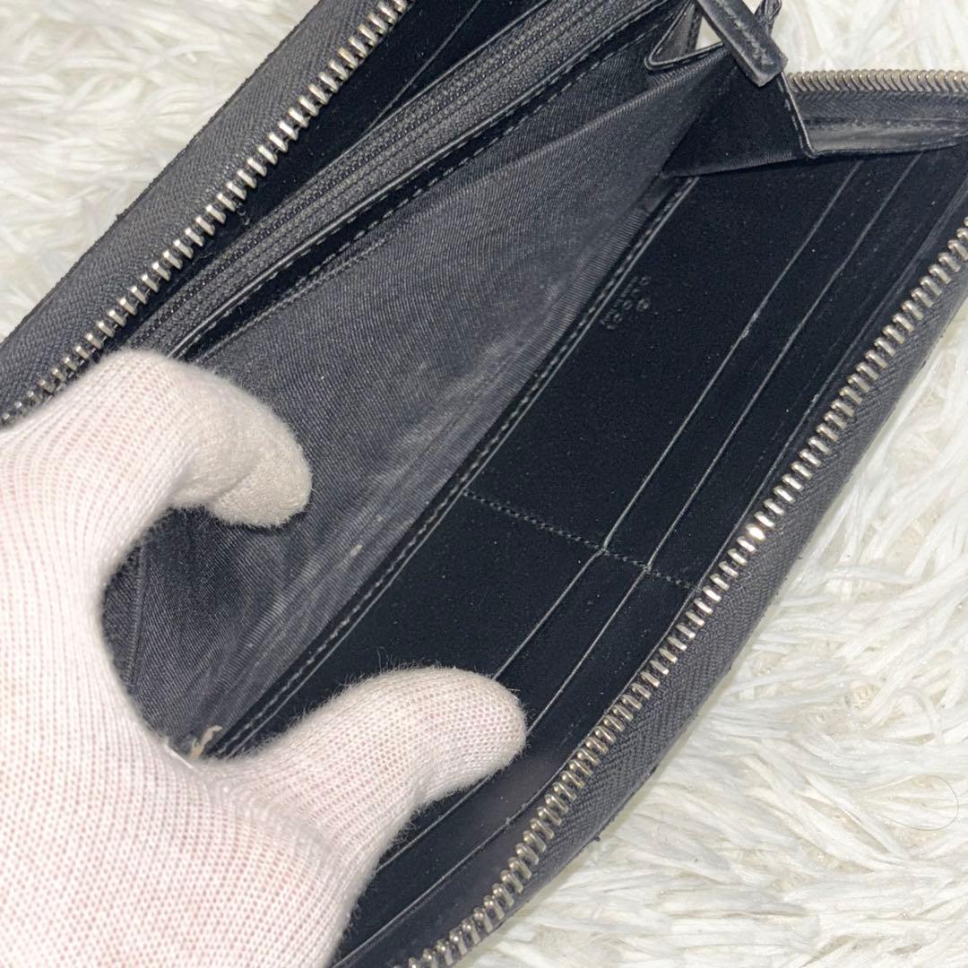 グッチ 長財布 タイガー 虎 PVC GGスプリーム ラウンドファスナー 黒