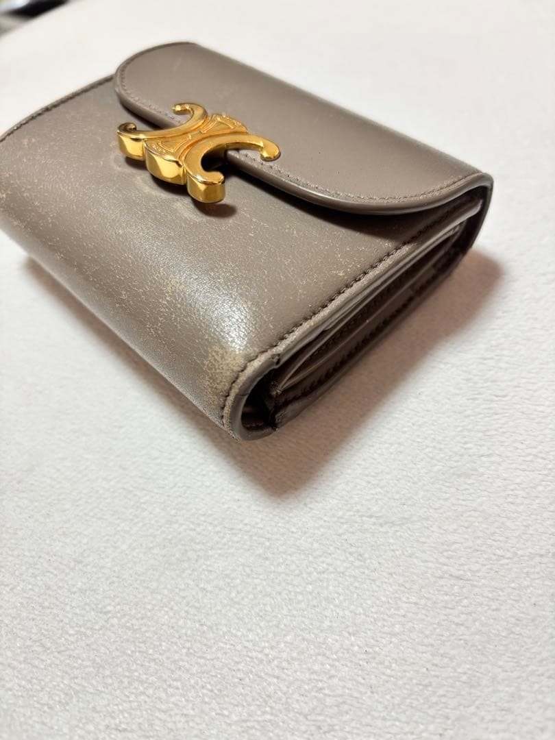 CELINE セリーヌ トリオンフ 二つ折り財布 グレージュ