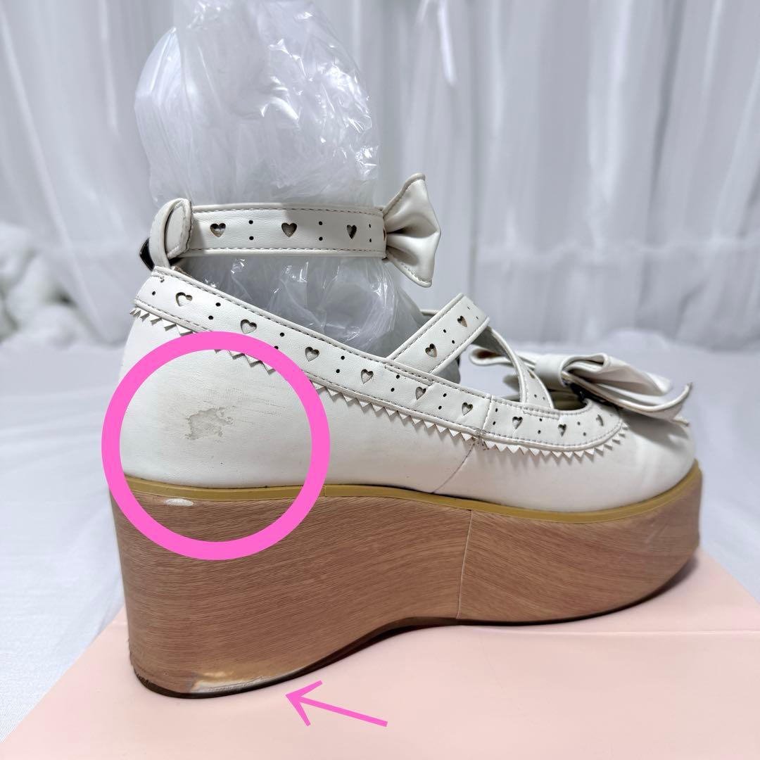 メタモルフォーゼ 木底風リボンシューズ ロリィタ ロリータ ゴスロリ 厚底