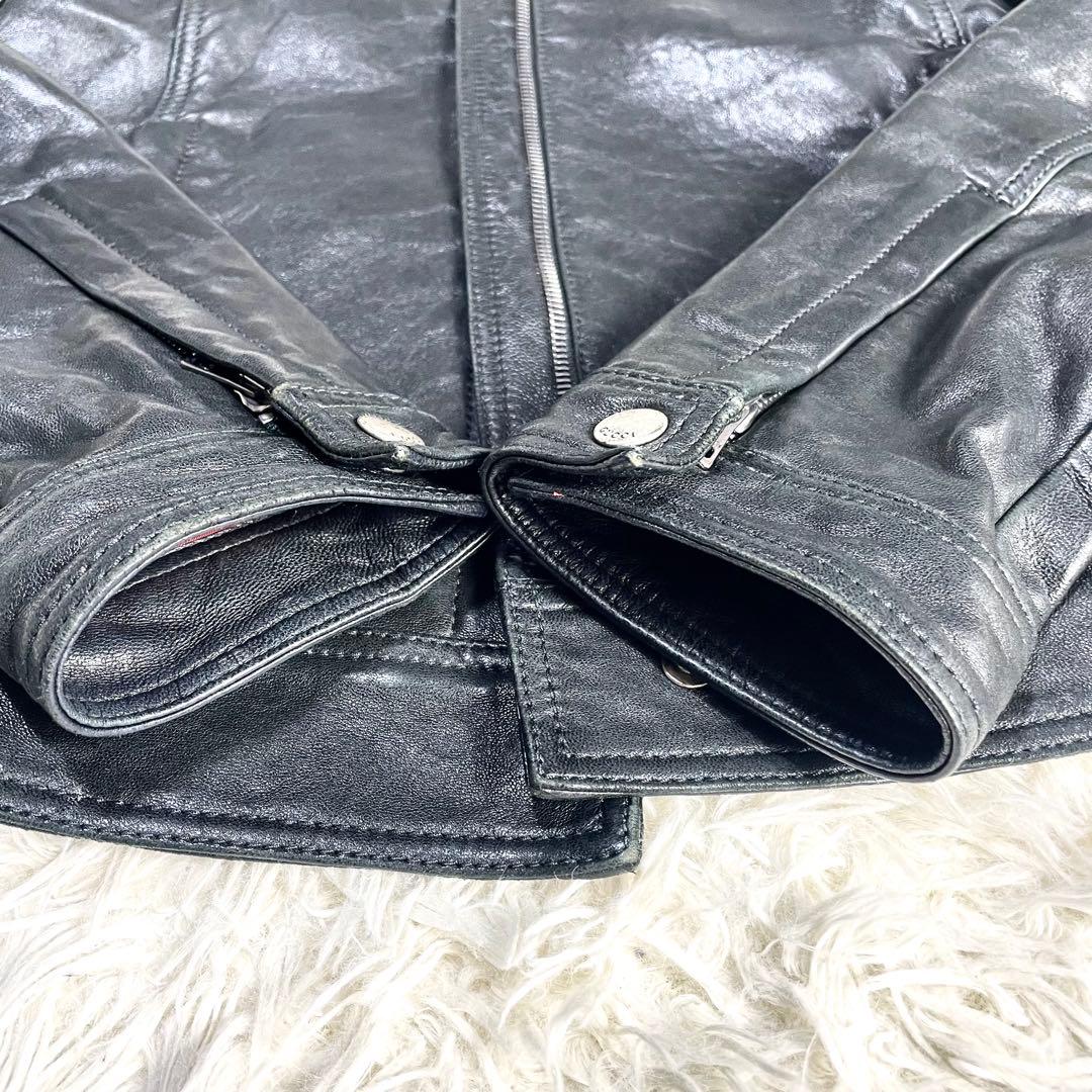 グッチ　GUCCI ラムレザージャケット　ブラック　黒　裏生地　赤　レッド