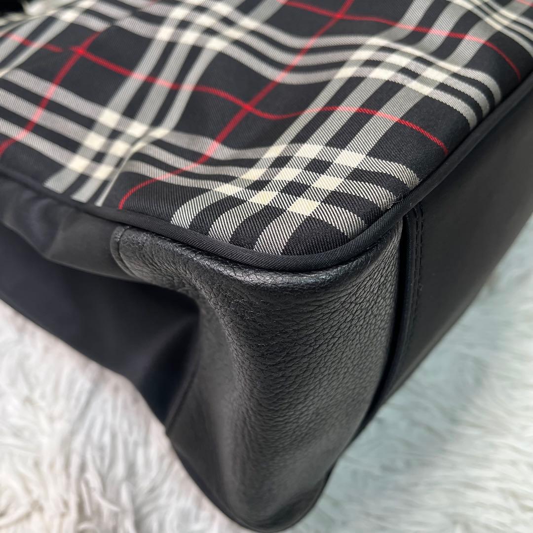 希少✨バーバリー トートバッグ　ナイロン レザー ホースロゴ　A4