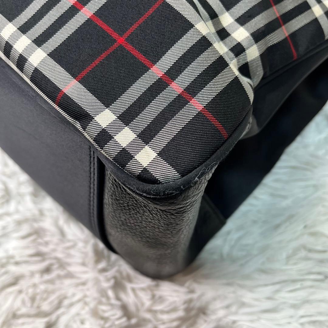 希少✨バーバリー トートバッグ　ナイロン レザー ホースロゴ　A4