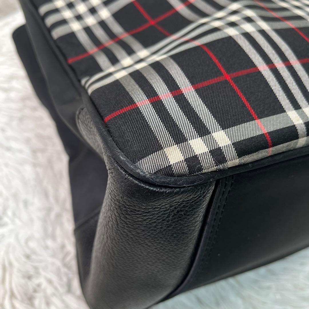希少✨バーバリー トートバッグ　ナイロン レザー ホースロゴ　A4