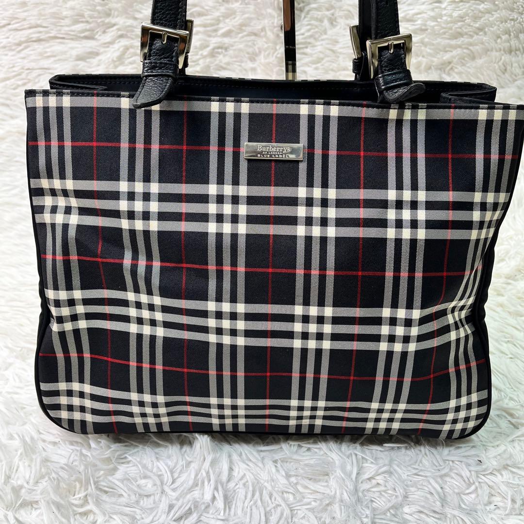 希少✨バーバリー トートバッグ　ナイロン レザー ホースロゴ　A4