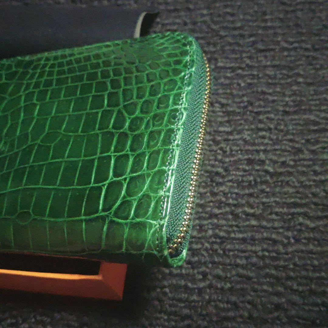 ナイルクロコダイル 財布 グリーン　定価107800円