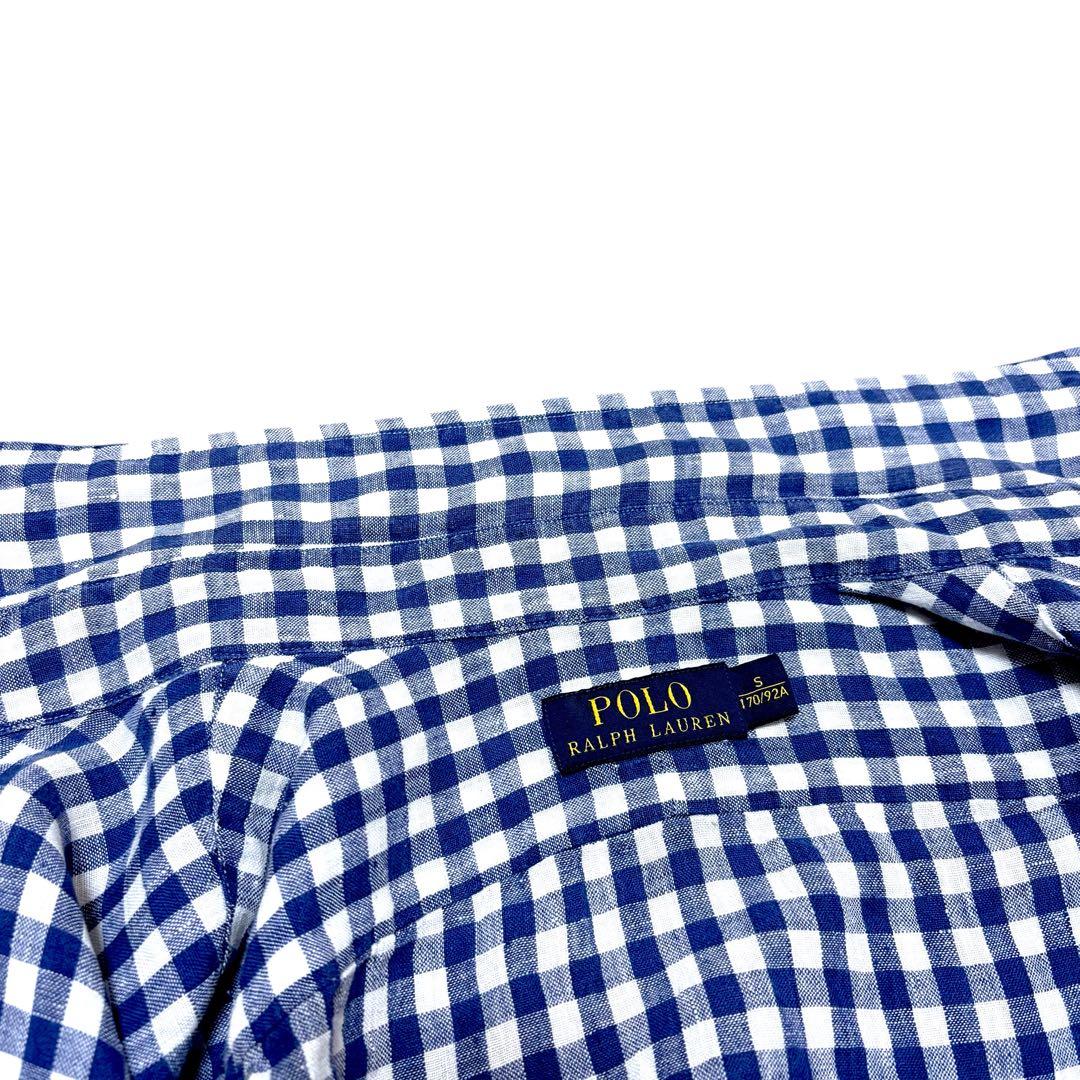 ‼️最高級‼️ リネン シャツ ギンガムチェック ラルフローレン S　NO2341