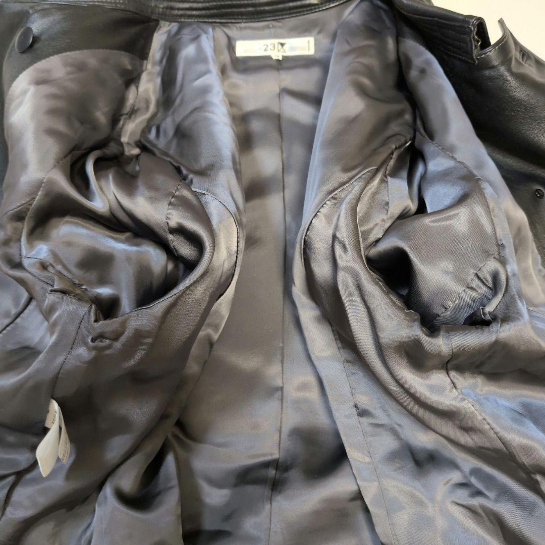 23区✩大きいサイズ✩ラムレザー100%✩ベルテッドコート✩ダブル✩48号