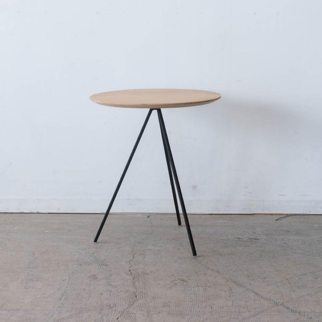 円形サイドテーブル ナチュラル×ブラック