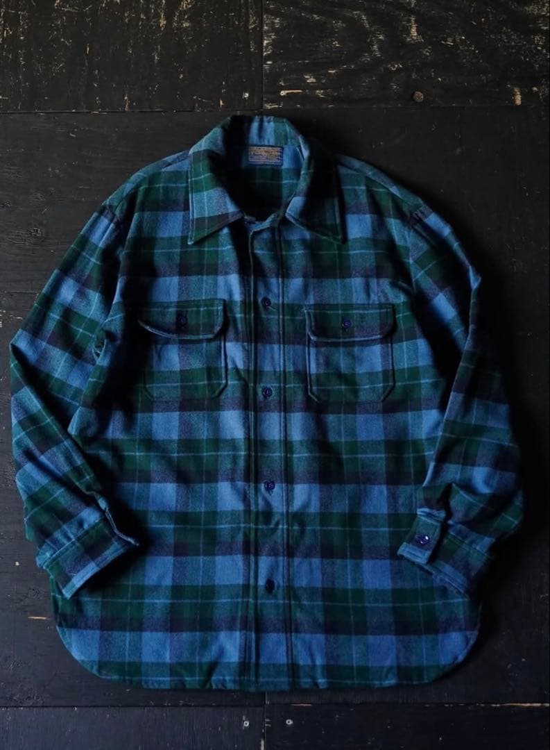60's PENDLETON USA製 オンブレ　ウールオープンカラーシャツ