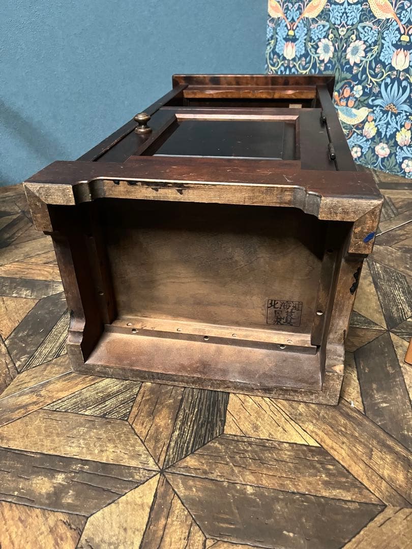 北海道民芸家具 カバ無垢材 電話台 棚 インテリア 昭和レトロ アンティーク