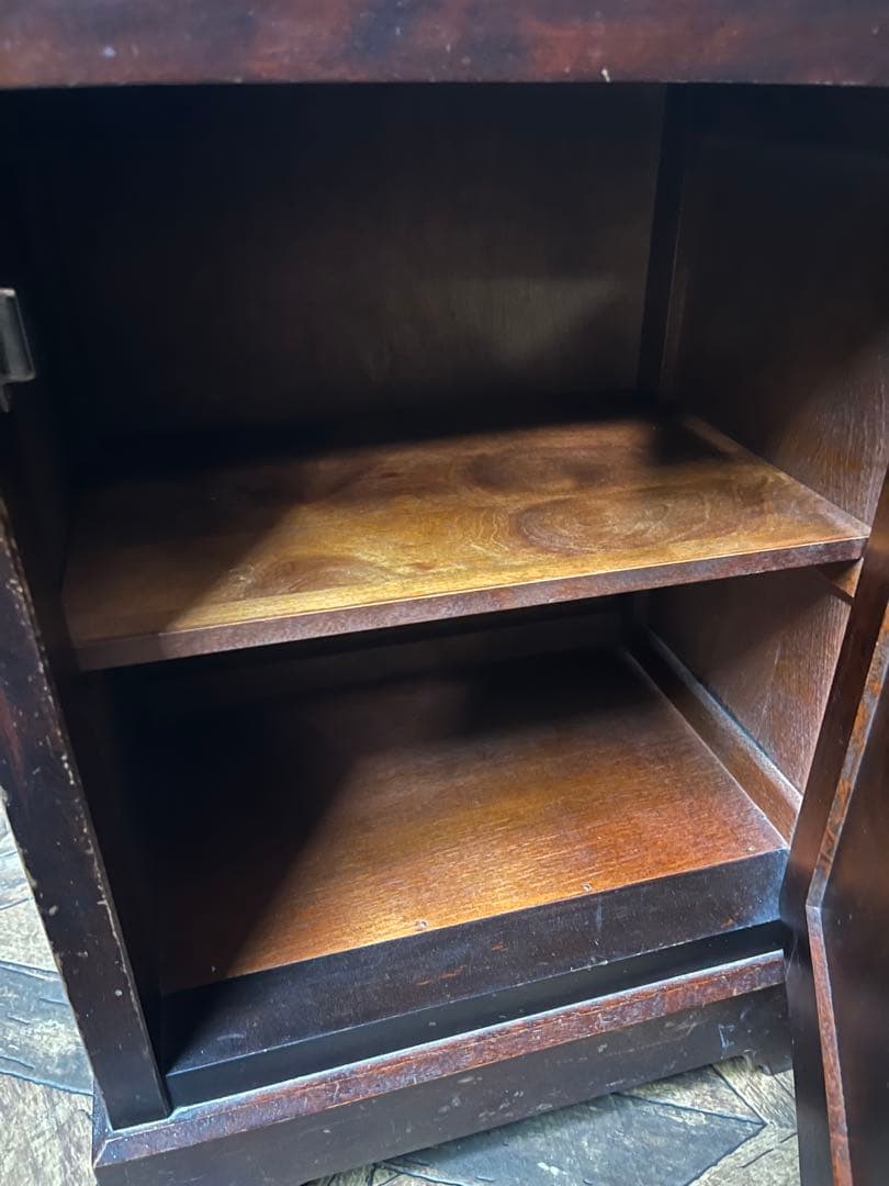 北海道民芸家具 カバ無垢材 電話台 棚 インテリア 昭和レトロ アンティーク