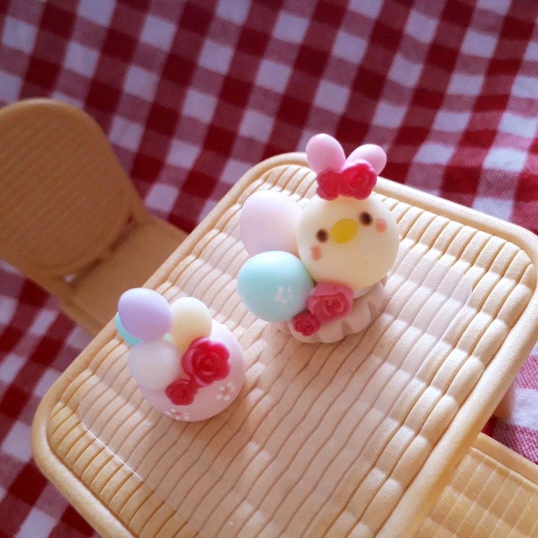 エッグタワーケーキ&タルトひよこうさぎ(耳ピンク)