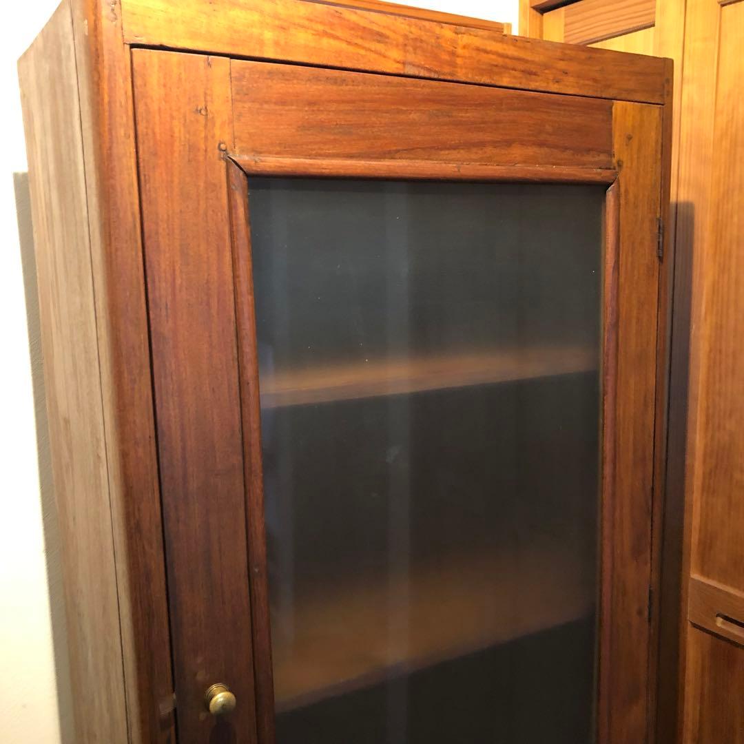 レトロ オーク材 本箱 食器棚 書庫 戸棚 収納 キャビネット