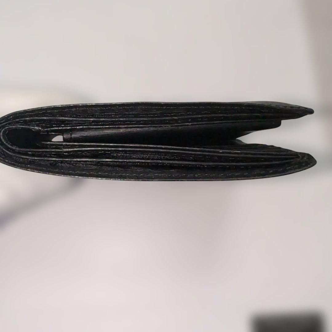 PORTER折り財布　カレント　ブラック　レザー　フラップ　ブランドロゴ金具