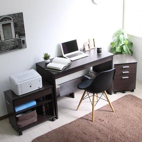 《新品・送料無料》110cm幅 システムデスク3点セット ダークブラウン