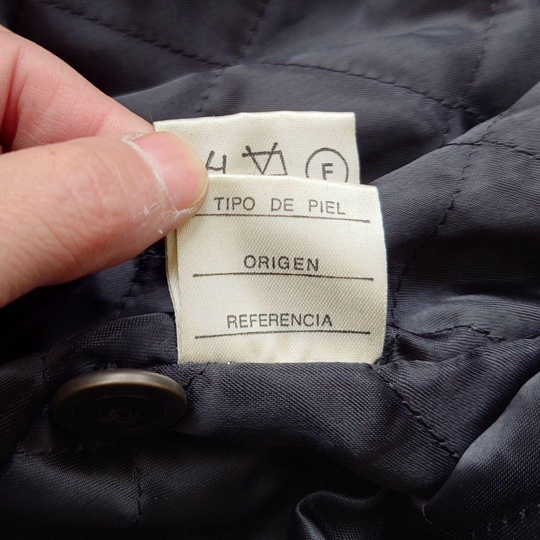 ヴィンテージ スペイン製襟ボアレザーブルゾンジャケット 短丈 本革 古着