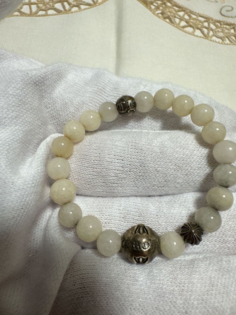 クロムハーツ ビーズブレスレット ホワイト6mm BEAD
