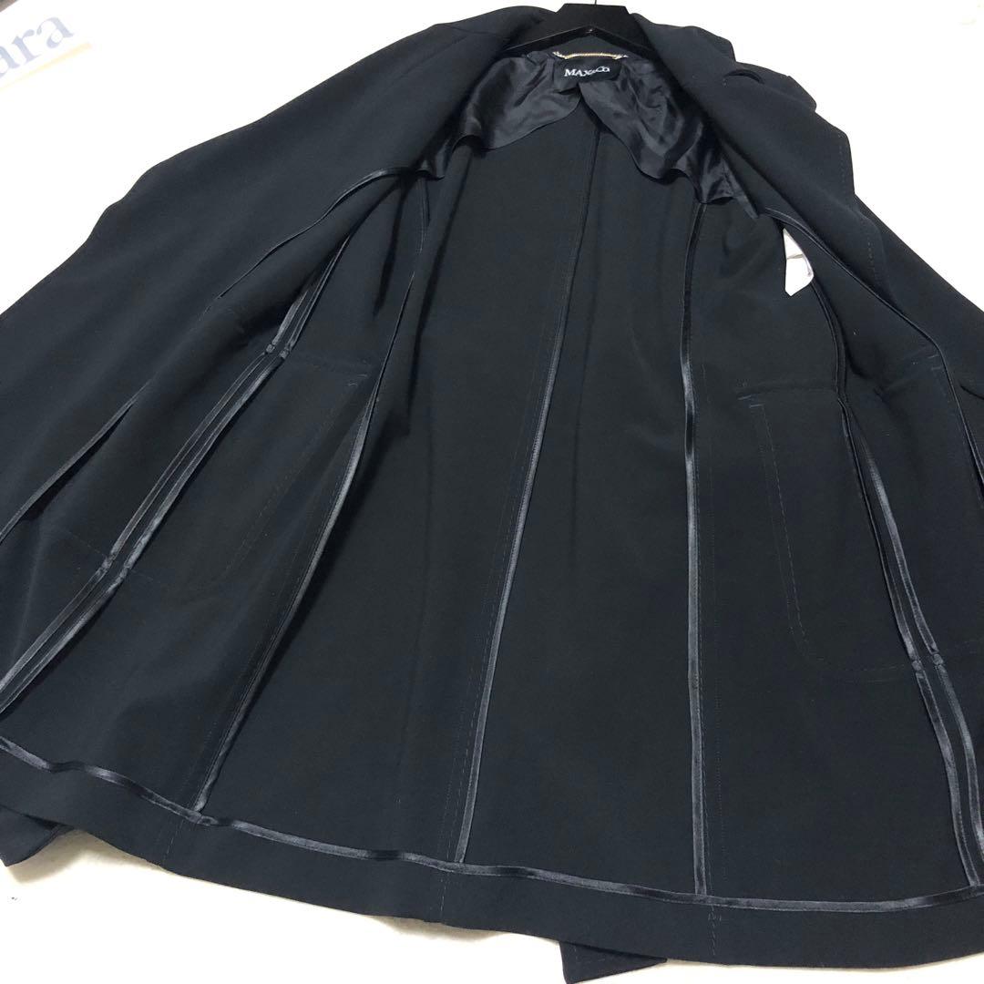 極美品　マックス&コー　ロングコート　ベルテッドコート　黒　42
