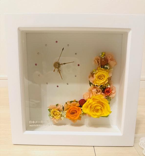 ブリザードフラワー　スワロフスキー　置き、掛け時計　新品　イエロー