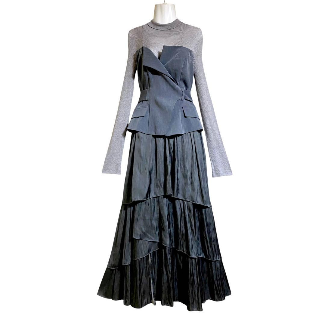 FRAY I.D ビスチェコンビニットワンピース　グレー系　ロングワンピース