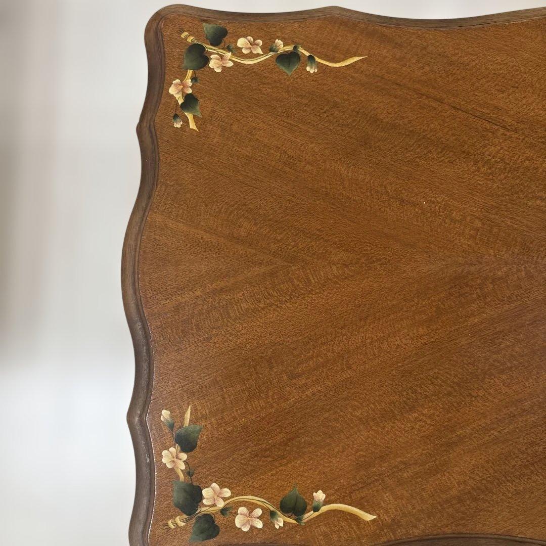 【昭和レトロ】Maruni 木製 花柄装飾 センターテーブル アンティーク