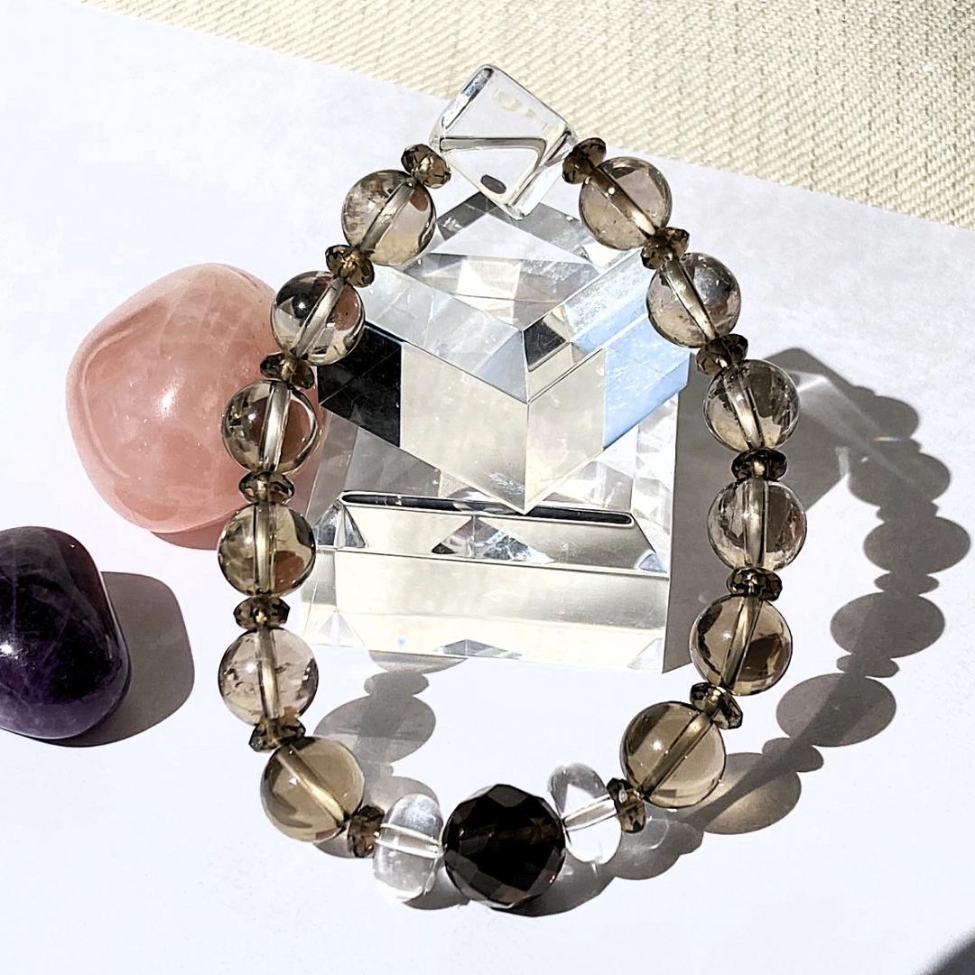 【ほのかにグラデ】スモーキークォーツ 水晶 天然石ブレスレット