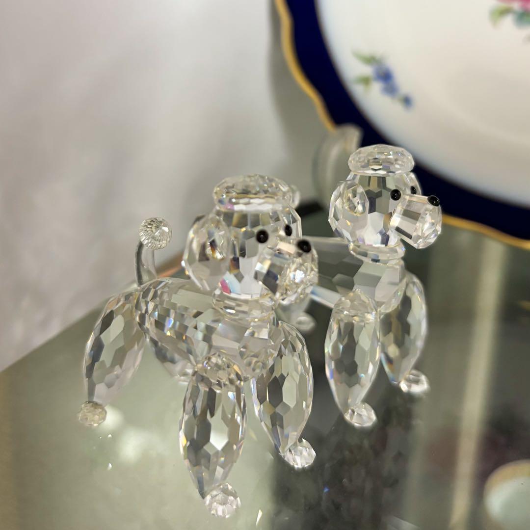 スワロフスキー　プードル2匹セット　スタンディング