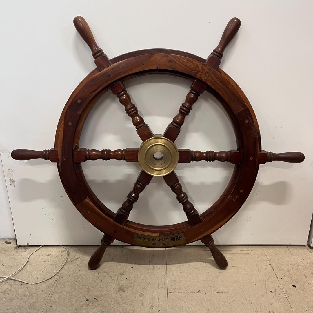 K◆木製 船舵 アンティーク 舵輪 ハンドル インテリア オブジェ