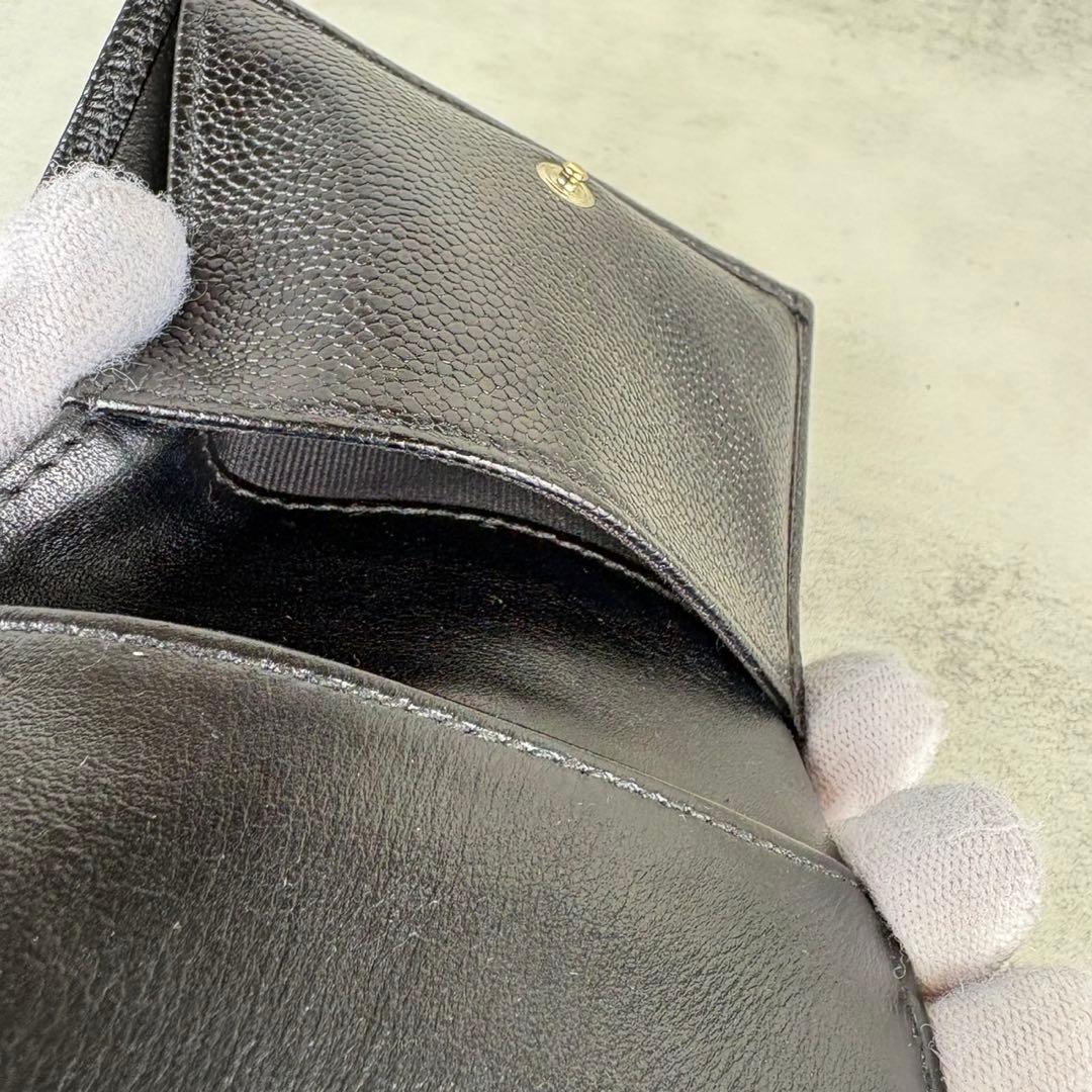 CHANEL ボーイシャネル　キャビアスキン　三つ折り　財布　ケース