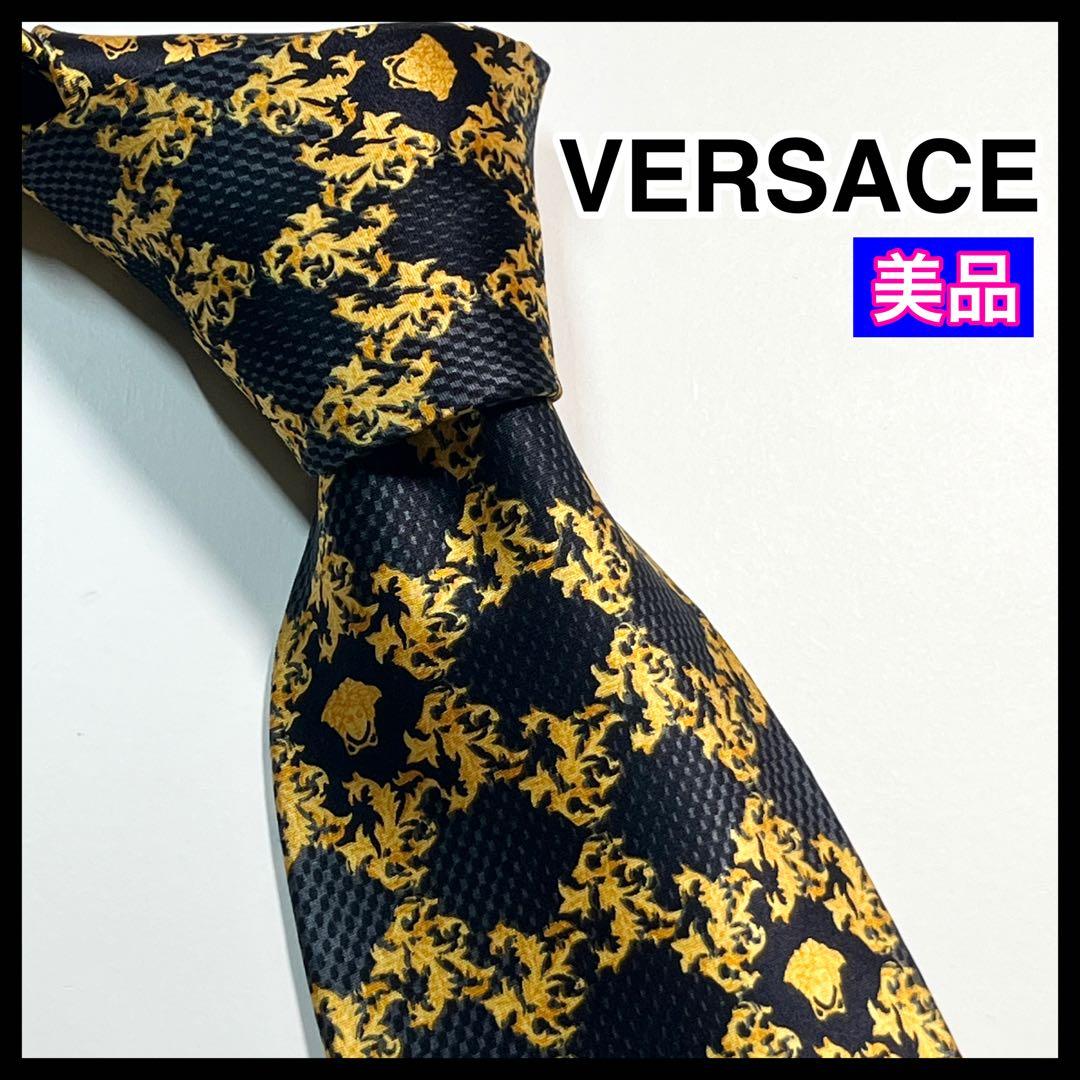 ✨美品✨VERSACE ヴェルサーチ　ネクタイ　バロック柄　メデューサ　ゴールド