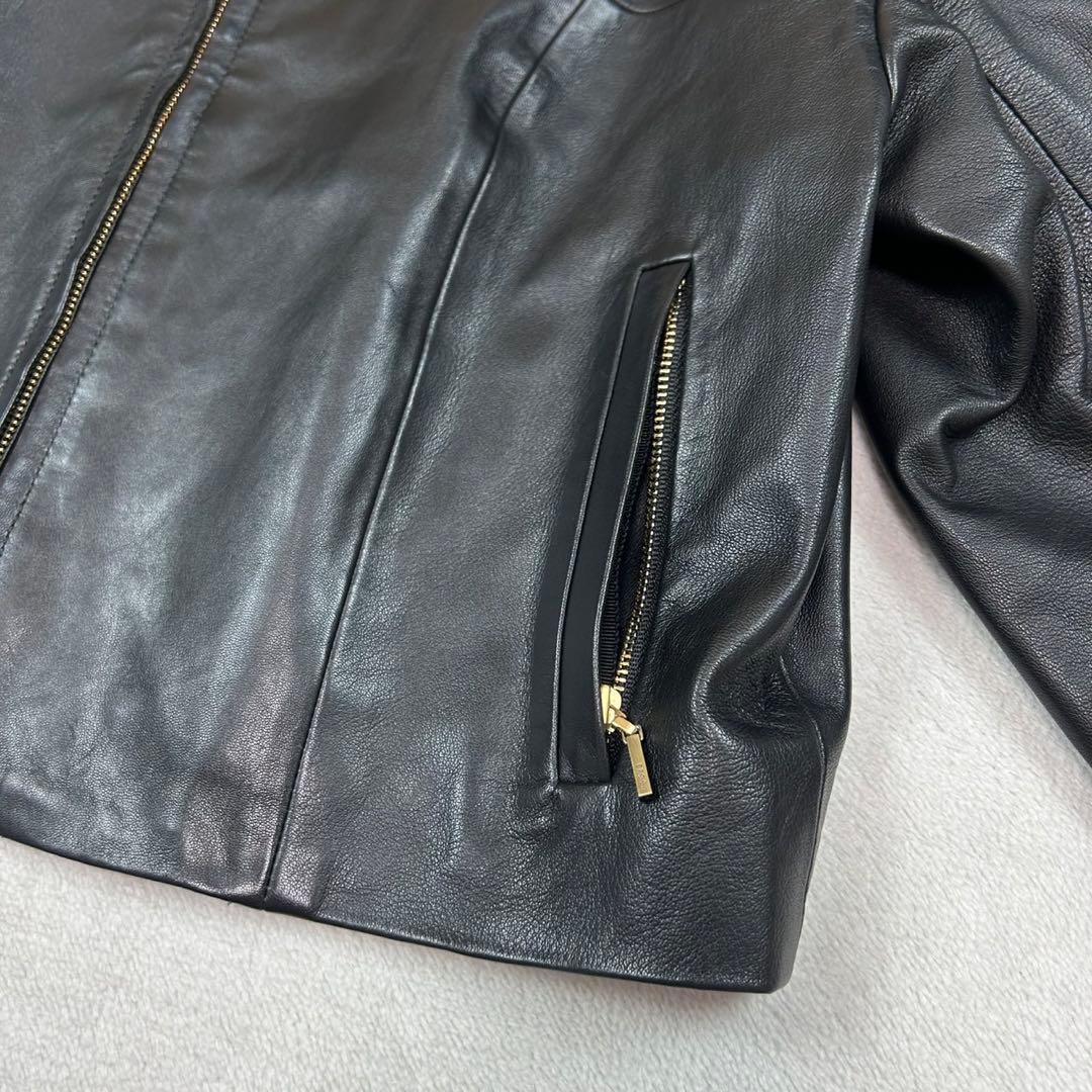 K99 美品 M エポカ ゴールド金具 レザージャケット ブラック レディース