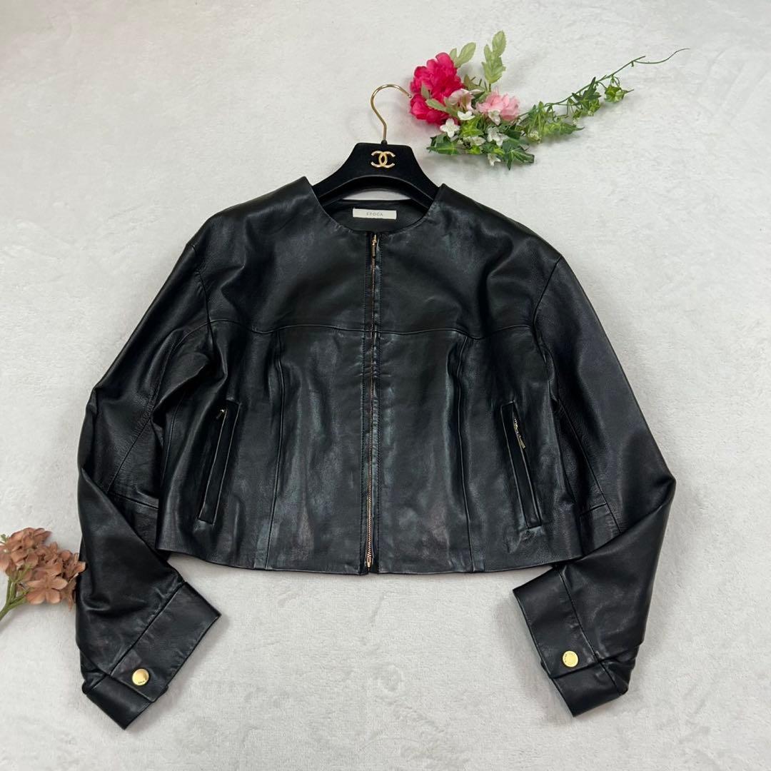 K99 美品 M エポカ ゴールド金具 レザージャケット ブラック レディース