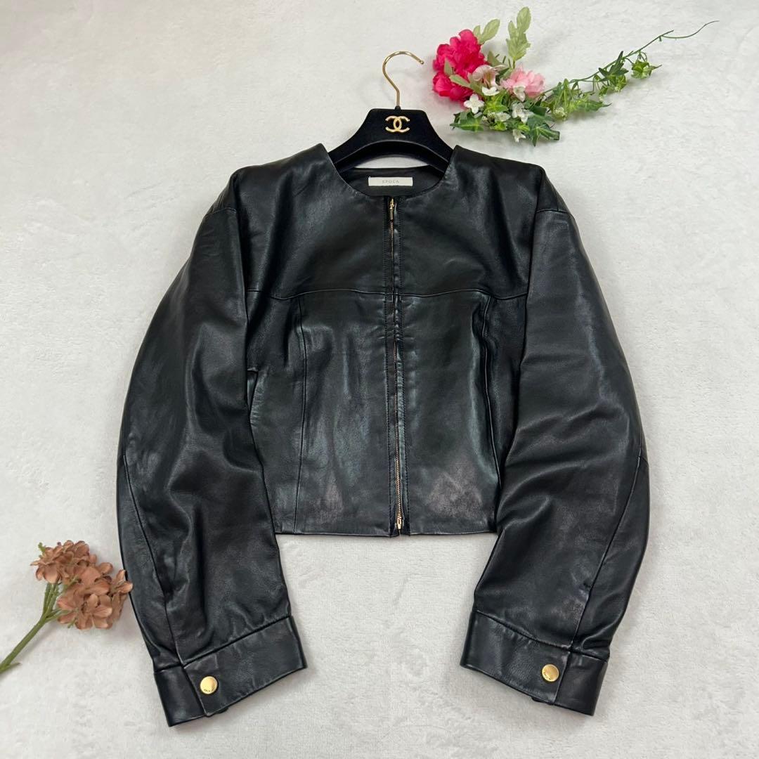 K99 美品 M エポカ ゴールド金具 レザージャケット ブラック レディース