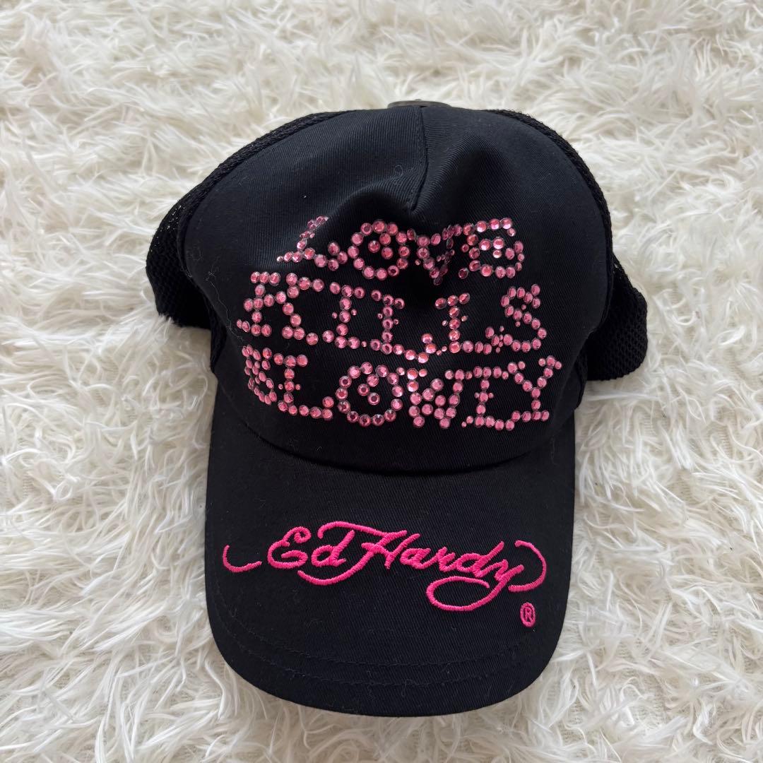 Ed Hardy ラインストーン y2k ギャル メッシュキャップ