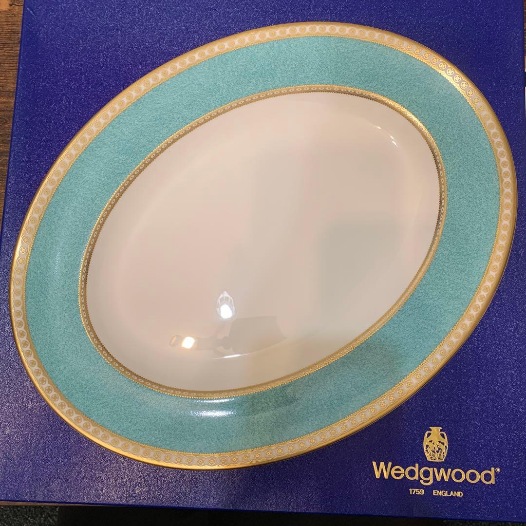 ウェッジウッド ユーランダー　パウダー　ターコイズ　36cmオーバルプレート