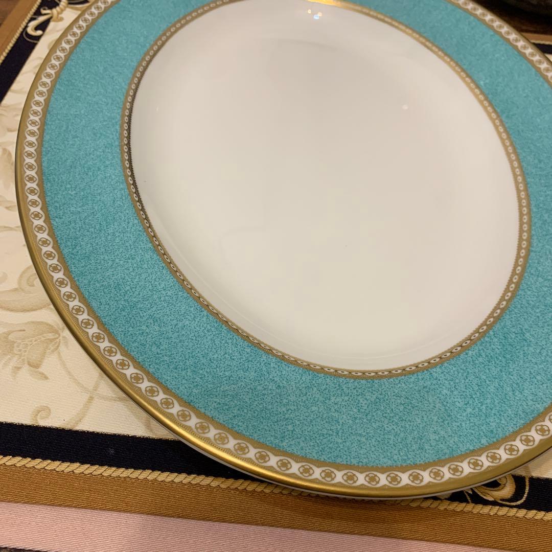 ウェッジウッド ユーランダー　パウダー　ターコイズ　36cmオーバルプレート