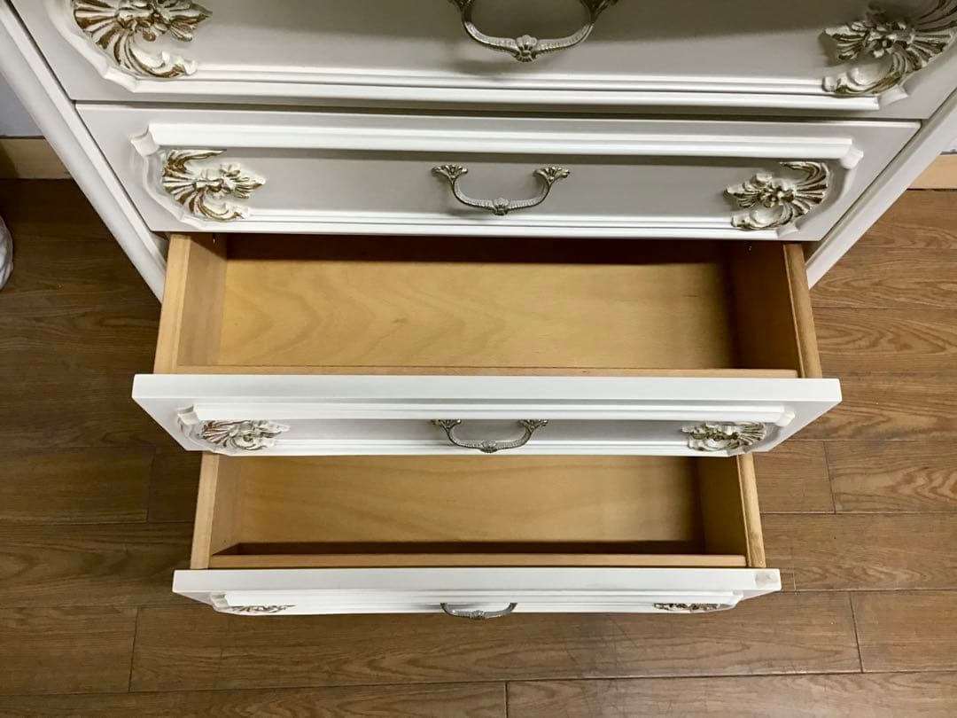 ブランチ☆管146☆イタリア製☆ロココ調☆姫系☆白家具☆4段チェスト