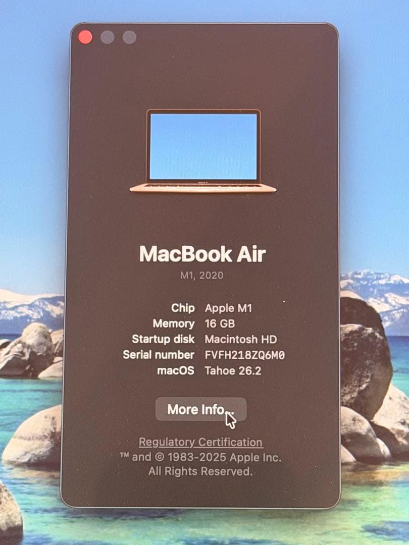 【美品・バッテリー良好】M1 MacBook Air 16GB/1TB USキー