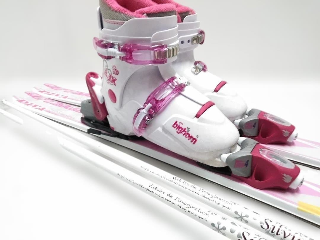 ジュニアスキー4点セット 女の子 ハート 128cmビッグホーンBJX 23cm