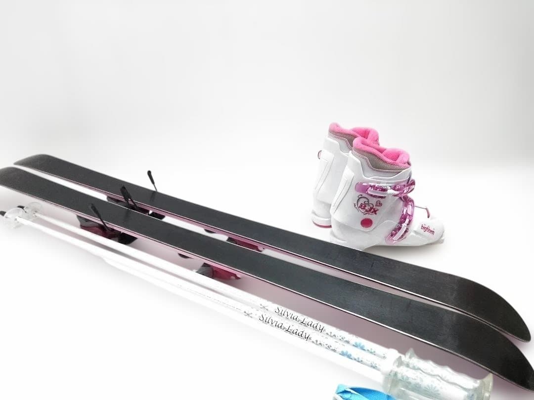 ジュニアスキー4点セット 女の子 ハート 128cmビッグホーンBJX 23cm