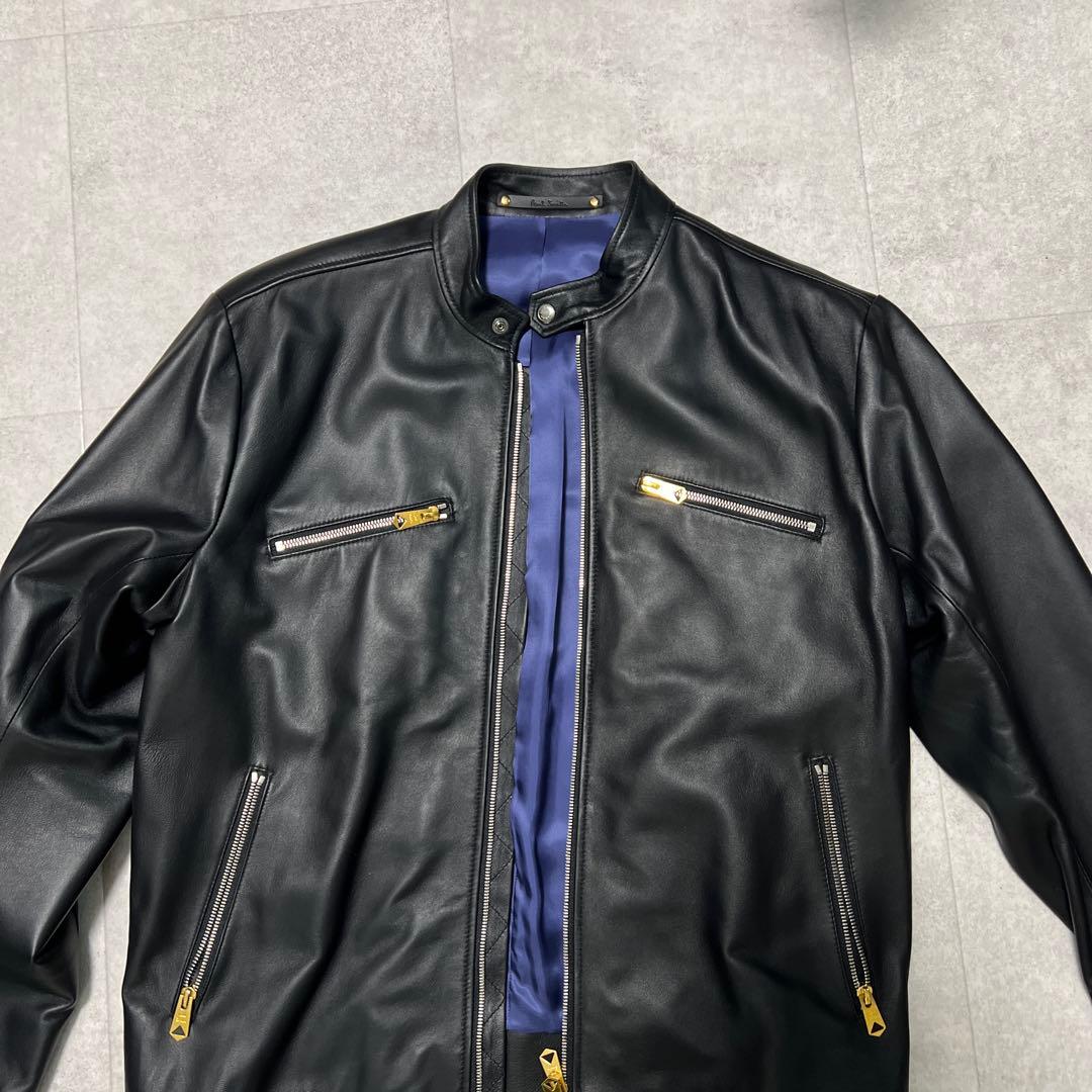 ポールスミス　シングルラムレザーライダースジャケット黒