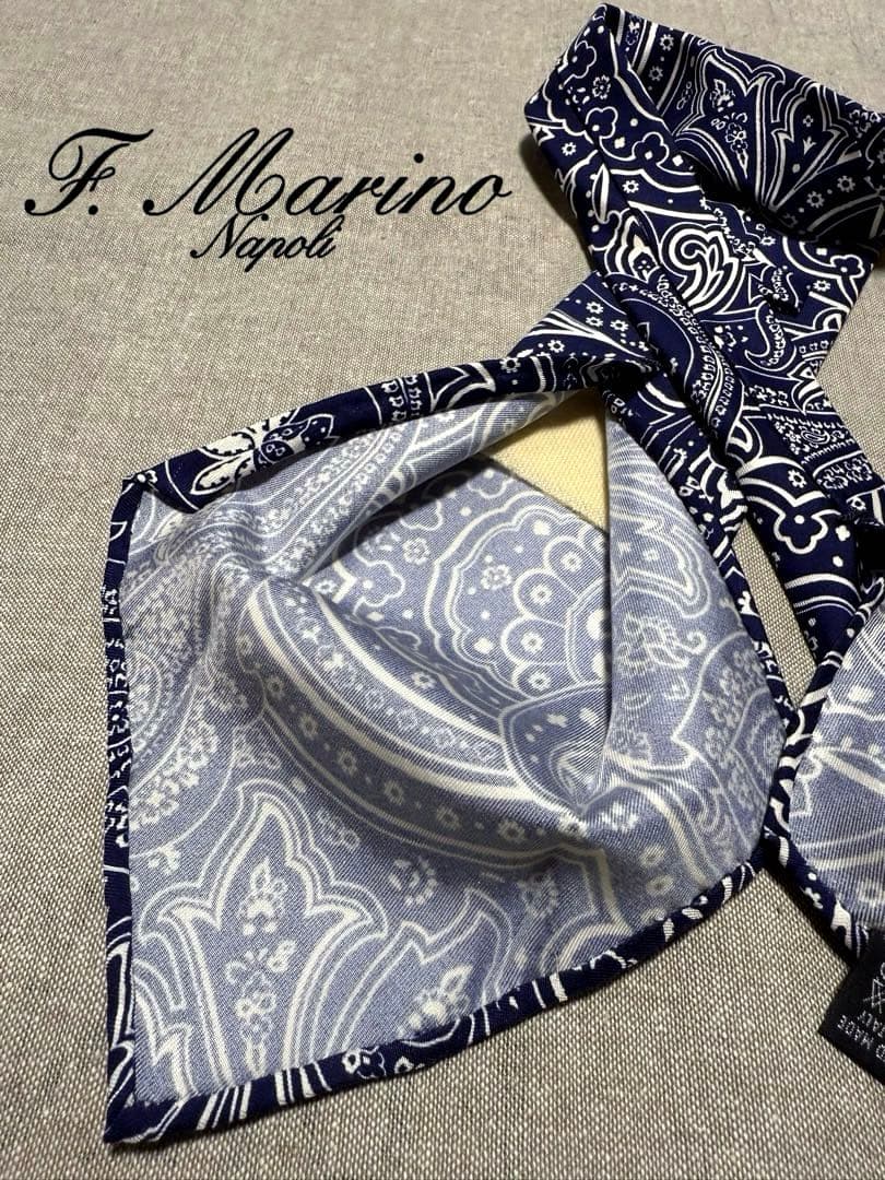 Francesco Marino／スフォデラート／ペイズリープリント／ネイビー