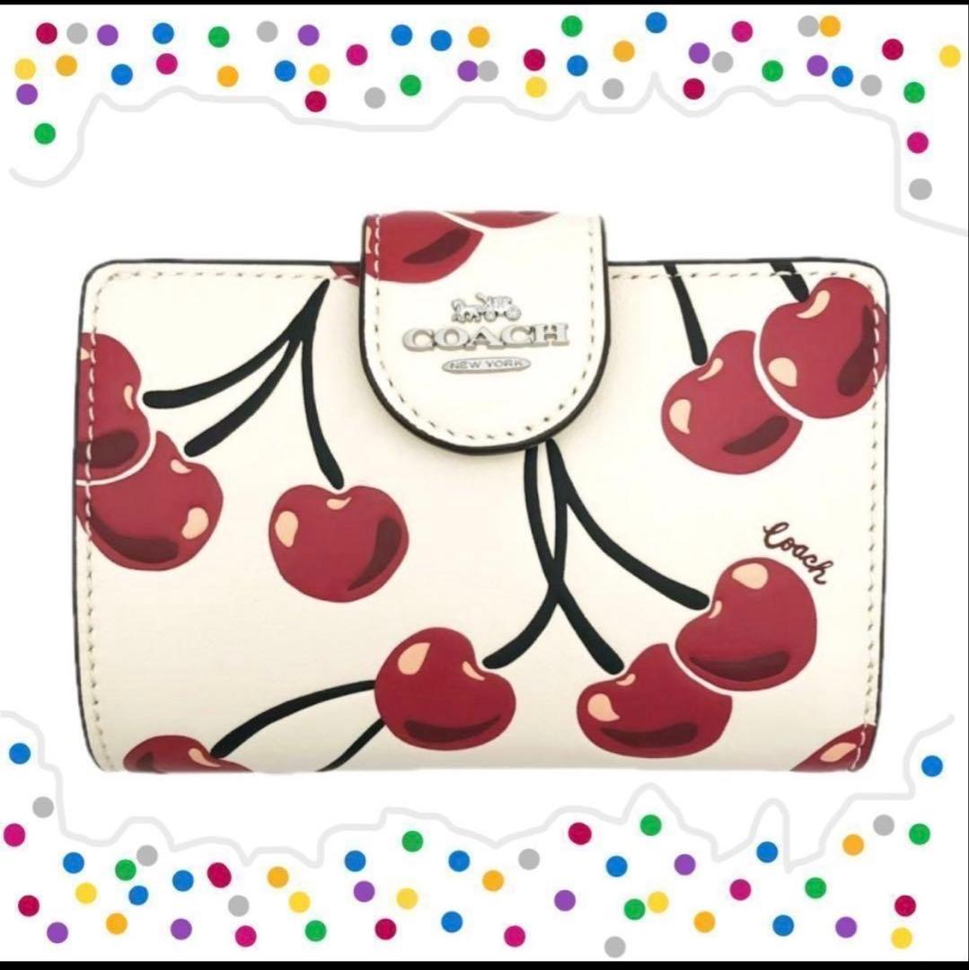 コーチ COACH ミディアム コ チェリープリント さくらんぼ 二つ折り財布