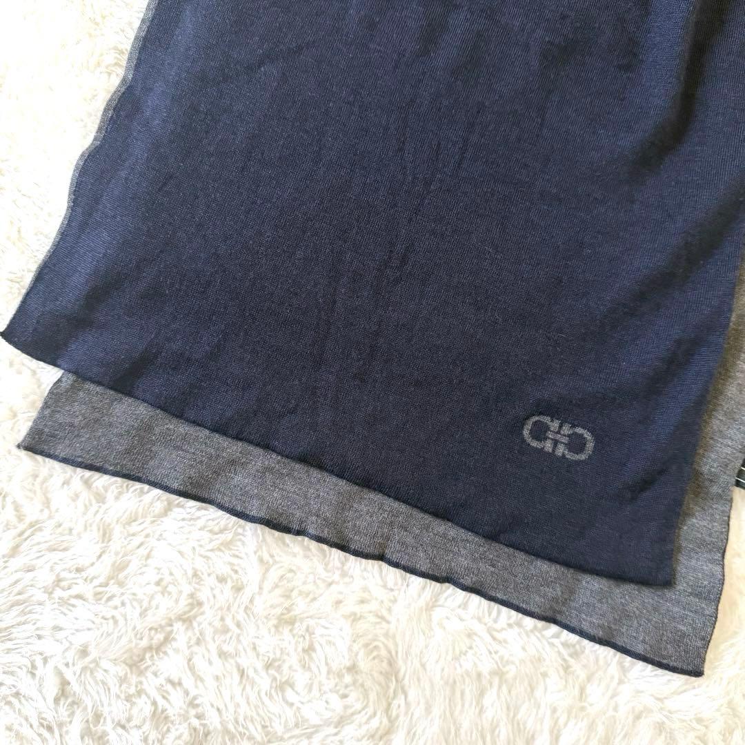 サルヴァトーレ フェラガモ　シルク&カシミヤ マフラー　ガンチーニ　リバーシブル