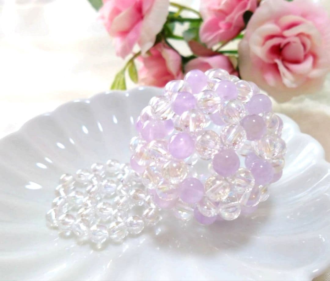 ラベンダーアメジスト×クリスタル　神聖幾何学フラーレン